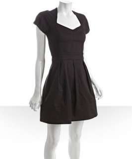Marc by Marc Jacobs black stretch cotton puffed sleeve pleated dress