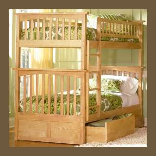 Kids Wood Bunk Bed Twin over Twin   Natural  