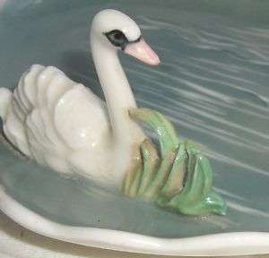 Karl Ens Porcelain Bird Figurine Swan Dish windmill mrk  