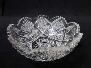American Brilliant clear Cut Glass bowl Dish Hobstar Pattern victorian 