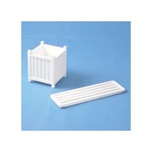  Miniature White Slatted Planter with Bench sold at 