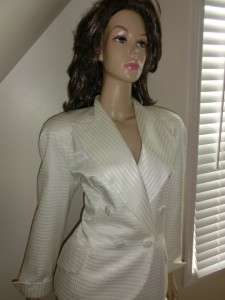 CD White HOUNDSTOOTH Jacket Skirt 8 Suit Blazer LUXURIOUS Womens 