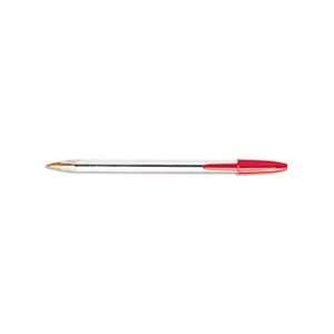  Cristal Ballpoint Stick Pen, Red Ink, Medium, Dozen