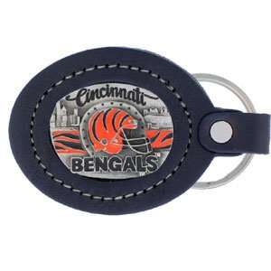 Cincinnati Bengals Fine Leather/Pewter Key Ring   NFL Football Fan 