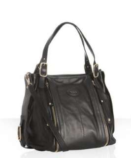 Tods black leather G Bag zip tote   