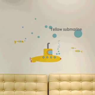 Yellow submarine WALL DECOR DECAL MURAL STICKER REMOVABLE VINYL