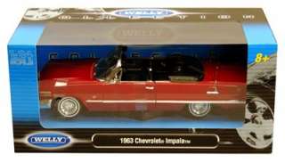 1963 Chevrolet Impala Convertible   124 Scale Diecast Model   Red 