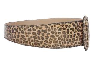   Wide High Waist Leopard Print Tapered Faux Patent Leather Belt  