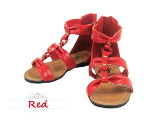 Fashion Junior Girl Gladiator Sandals Roman Flat Sandals With Zipper 