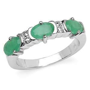  1.35 Carat Genuine Emerald Sterling Silver Ring Jewelry