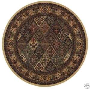 Traditional Brown Green Round Accent Area Rug Synthetic  
