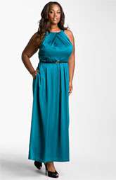 Donna Ricco Satin Halter Dress (Plus) $178.00