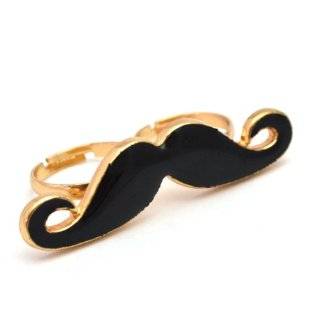 Charmed By Stacy BLACK Mustache Ring (Two fingers & Adjustable)