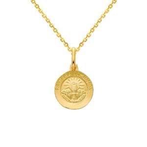 Communion Medal Charm Pendant with Yellow Gold 1.2mm Side Diamond cut 