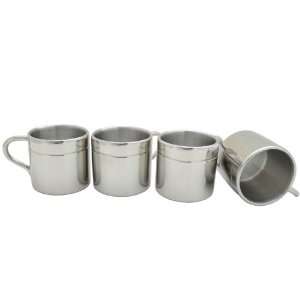  Set of 4 Brilliant Double Walled Stainless Steel Small Drinking Cup 