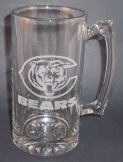 Personalized NFL Chicago Bears Laser Etched Glass Beer Mug 25oz  