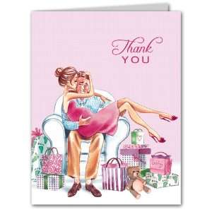  Kisses for Baby Pink Thank You Notes (Brunette) Baby