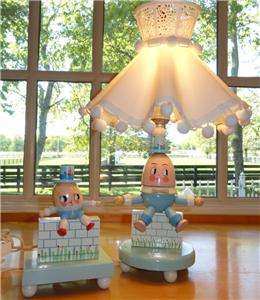   Original~Wooden Humpty Dumpty~Kid~Baby~Lamp+Shade & Night Light  