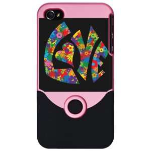  iPhone 4 or 4S Slider Case Pink Love Flowers 60s Colors 