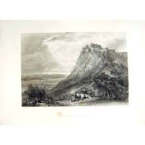  1838 Scotland View Stirling Castle Hills Trees Sun