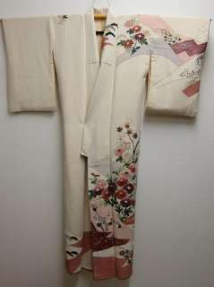   Auctions 09v2880 Vintage Houmongi Japanese Kimono Robe Dress Silk