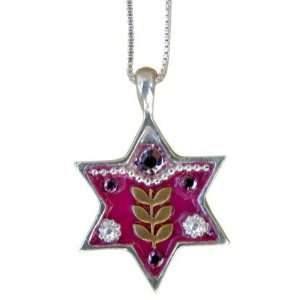  Olive Branch 925 Sterling Silver Star of David Pendant and 