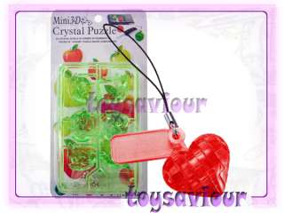 3D Crystal Puzzle 14pcs Mini Heart Charm Dangle Red  