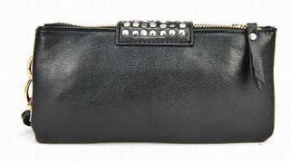   Designer PU Leather Rivet Lady Girls Clutch Purse Wallet Bag Black