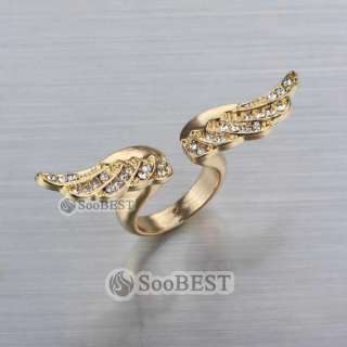 Fashion Lady Girl Fly Angel Wing Gold Plated GP Swarovski Crystal Ring 