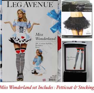 Complete Set Miss Wonderland Leg Avenue with Polkadot Petticoat and 