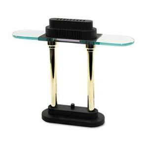   Black/Brass Base Glass Shade 15in High Variable Dimmer Control