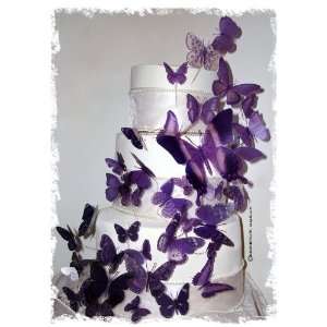Butterfly Wedding Cake Topper Set Multi Sized Purple (46x Butterflies 