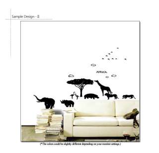 AFRICAN ANIMALS SCENERY Nursery Kids Wall Decor Stickers Removable 