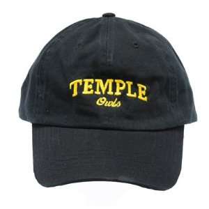NCAA TEMPLE OWLS GARMENT WASHED BLACK COTTON HAT CAP  