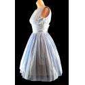 Vintage 50s Blue Gingham Check Full Skirt Dress Jr XS 34b 24w Doris 