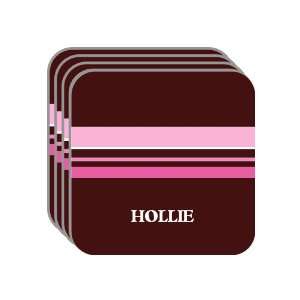 Personal Name Gift   HOLLIE Set of 4 Mini Mousepad Coasters (pink 