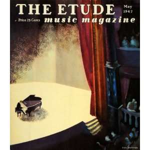  1947 Cover The Etude Music Eva Hoffman Grand Piano   Original 