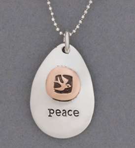 Far Fetched Sterling Silver Copper PEACE Pendant ~ NEW  
