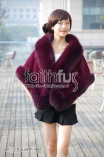 Ladys Real Rex Rabbit fur cape with Fox fur trimmed. Gorgeous and 