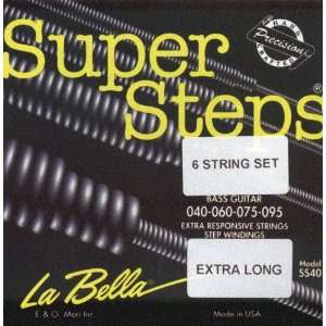 La Bella Electric Bass Super Steps 6 String Extra Light Extra Long 