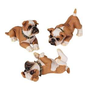 Stop, Drop and Roll British Bulldog Puppy Statues Set of 
