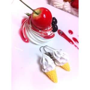 Ice cream earrings freshly squeezed white/adorable fake dessert and 