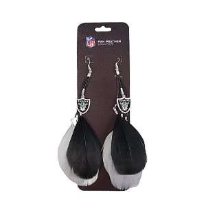  Oakland Raiders Team Color Feather Earrings Sports 