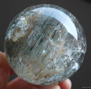 54mm phantom rutilated quartz rock crystal sphere  