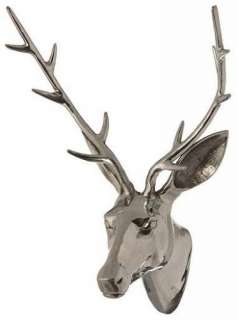 Polished Aluminum Deer Stag Head   Wall Mount Trophy  