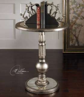 Carved Pedestal Antiqued Mirror ACCENT Side End TABLE  