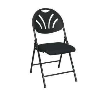   Folding Fan Back Chair with Black Plastic Back and Black Mesh Seat (4