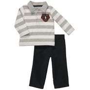    Carters Infant Boys 2 Pc Grey Shirt & Corduroy Pants Set   Was $22