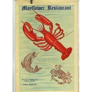    Mayflower Restaurant Menu Aberdeen Maryland 1950s 
