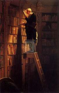 CARL SPITZWEG The Bookworm reader library shelf  